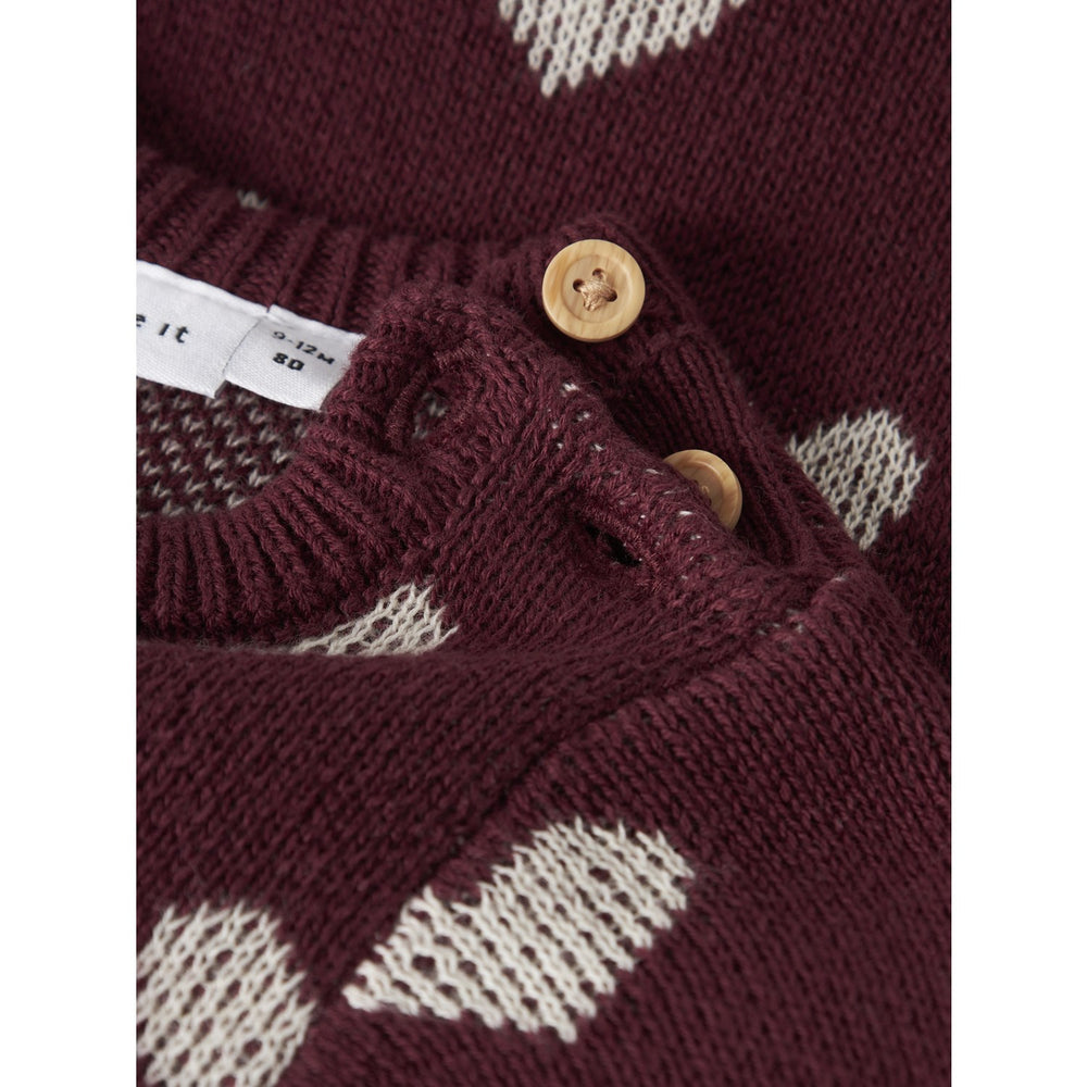 Køb Name It Burgundy Peyote Heart Nbfoana Ls Strik Kjole