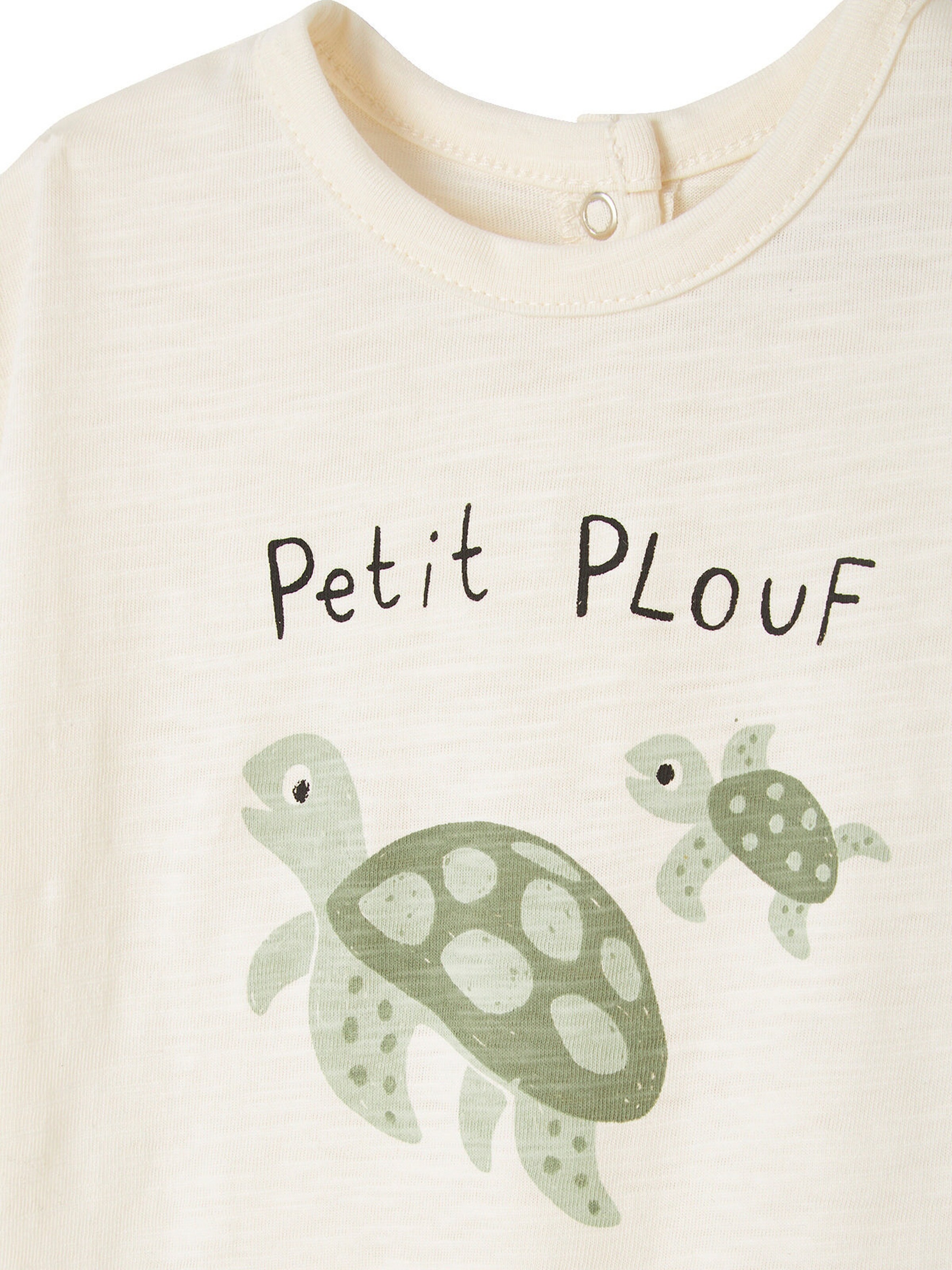 Vertbaudet Bio-Kollektion: Baby T-Shirt mit Meeres-Motiven hellbeige/schildkröte