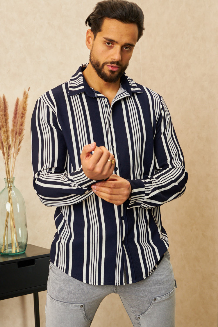 Chemise à rayures bleu et blanc