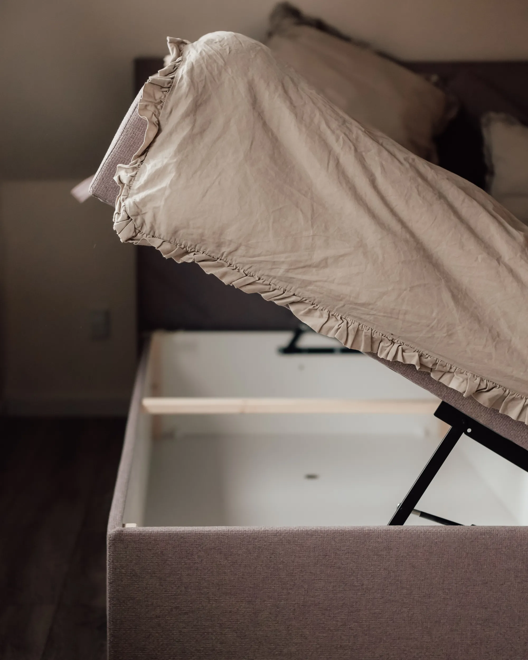 Boxspring met opbergruimte Stof ESQUIRE 180 x 200 cm Taupe