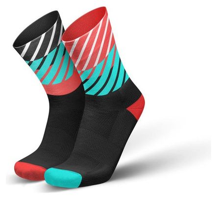 Chaussettes de Running Incylence Diagonals Noir Rouge Bleu