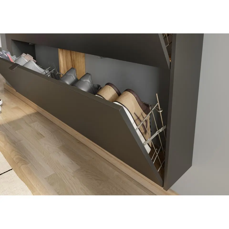 Germania Schoenenkast Elton - 140 x 19 x 85 cm - Grafietgrijs design