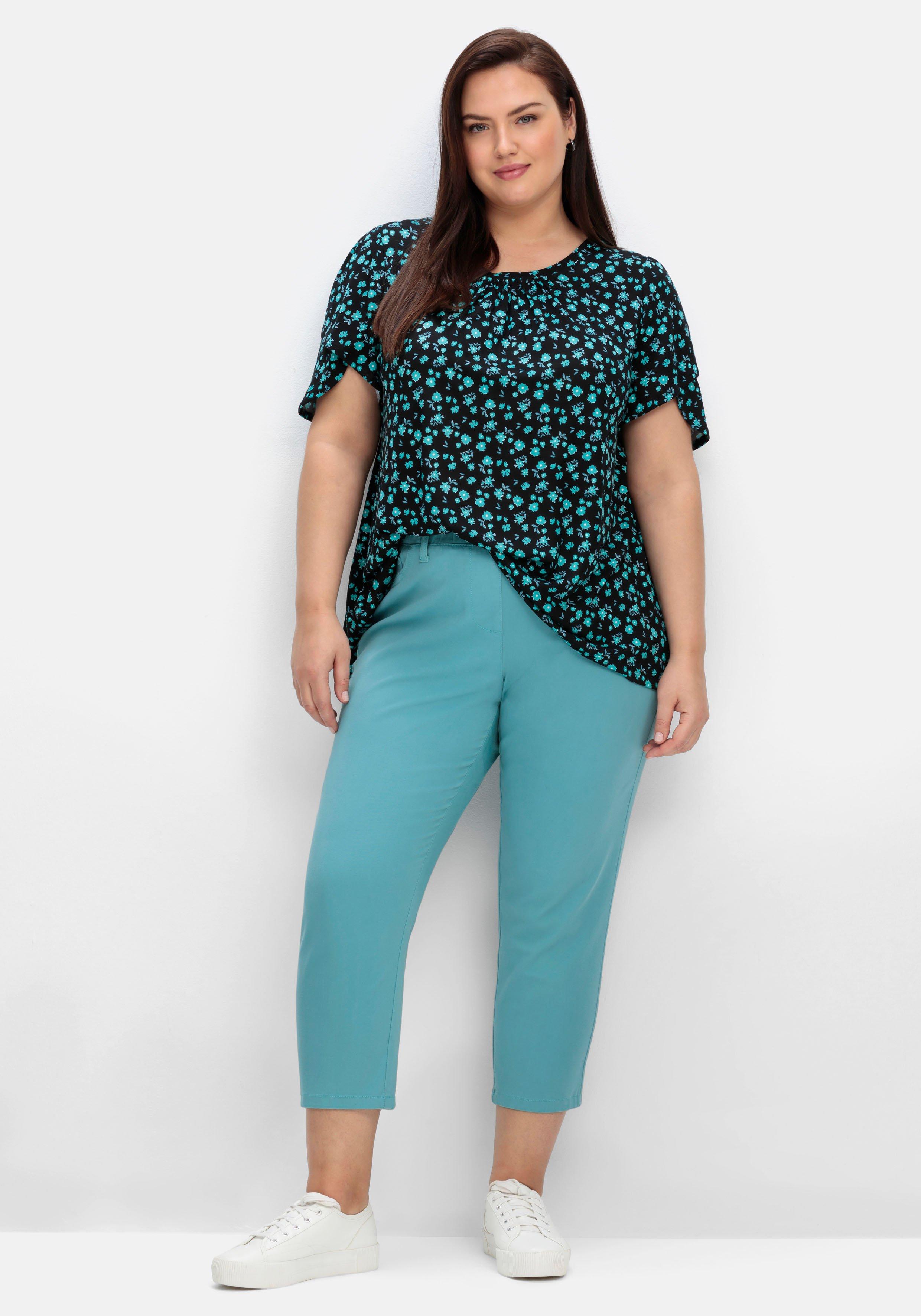 Schmale 7/8-Hose mit Gummibund, aus Twill