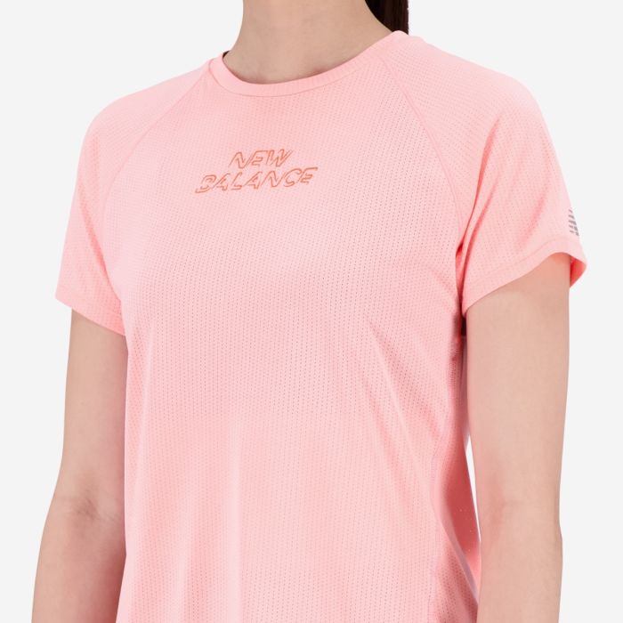 New Balance Dame T-shirts Printed Impact Run Short Sleeve Pink