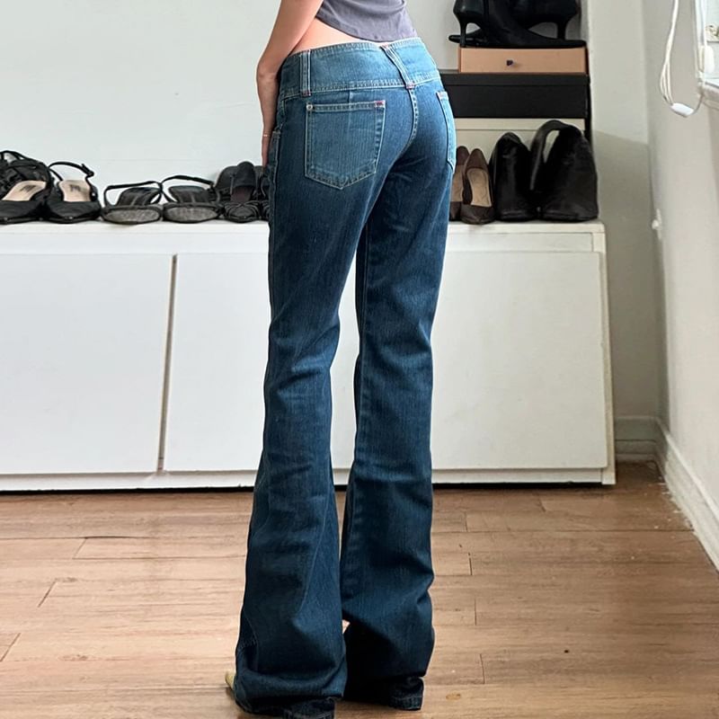 Sosana - Low Waist Washed Slim-Fit Boot-Cut Jeans