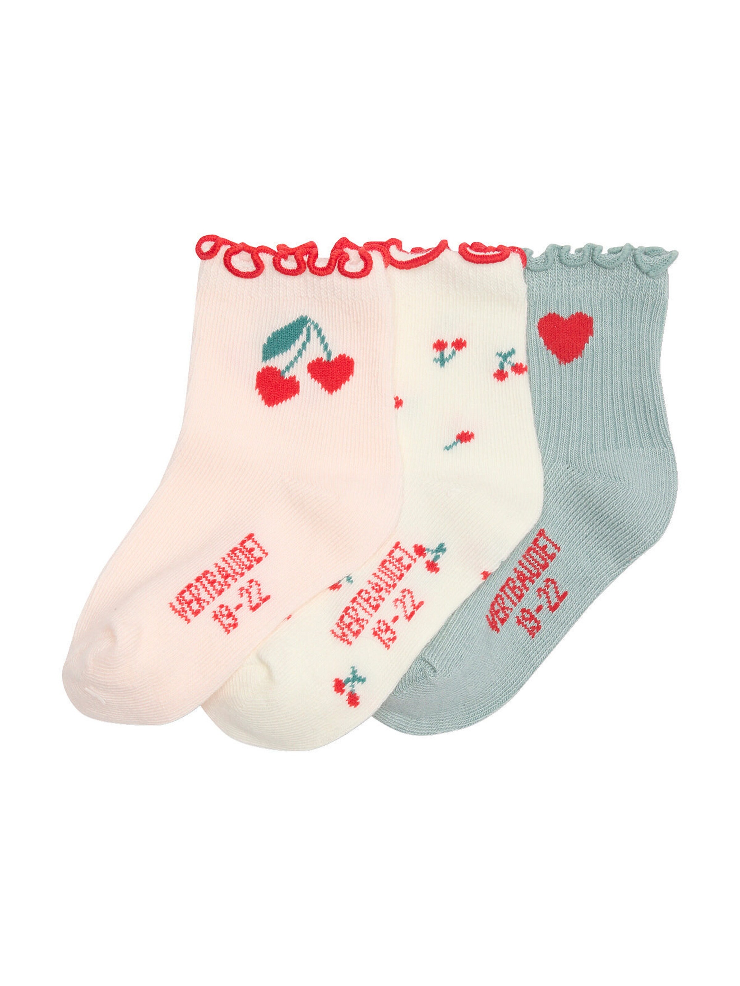 Vertbaudet 3er-Pack Baby Socken mit Kirschen hellrosa