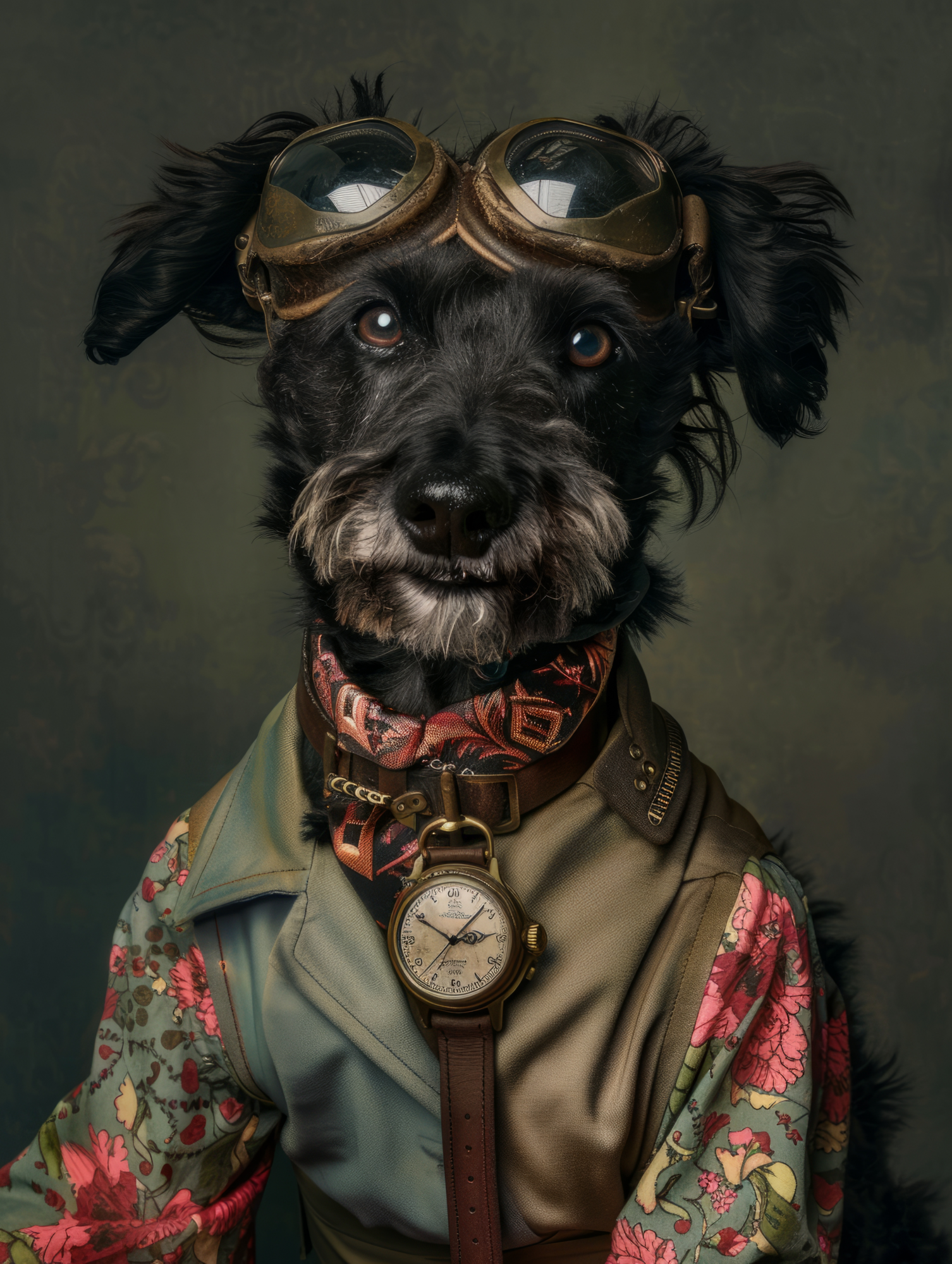 Canvas schilderij van een Black Russian Terrier 60x80 cm