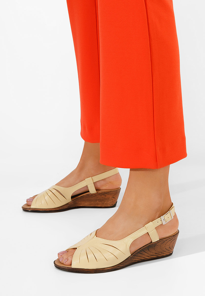 Sandales en cuir femme jaunes Lovara