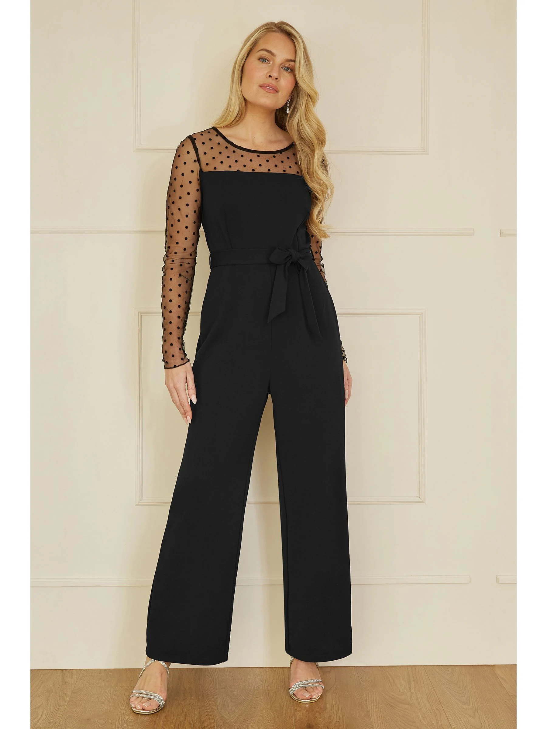 Yumi jumpsuit met stippen van stretch gaas