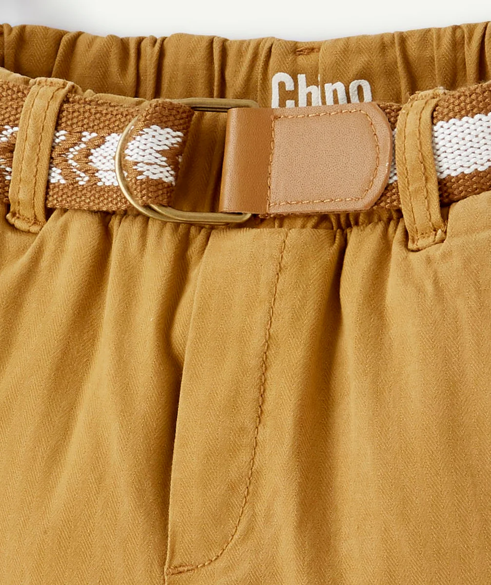 PANTALON CHINO GARÇON CAMEL AVEC CEINTURE