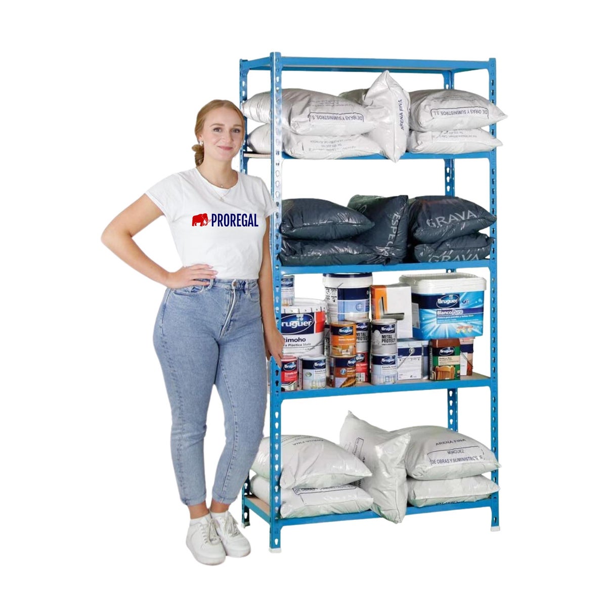 PROREGAL Heavy-Duty Stellingkast Muli HxBxD 180 x 80 x 30 cm 5 Planken Plank Draagvermogen 150 kg Blauw