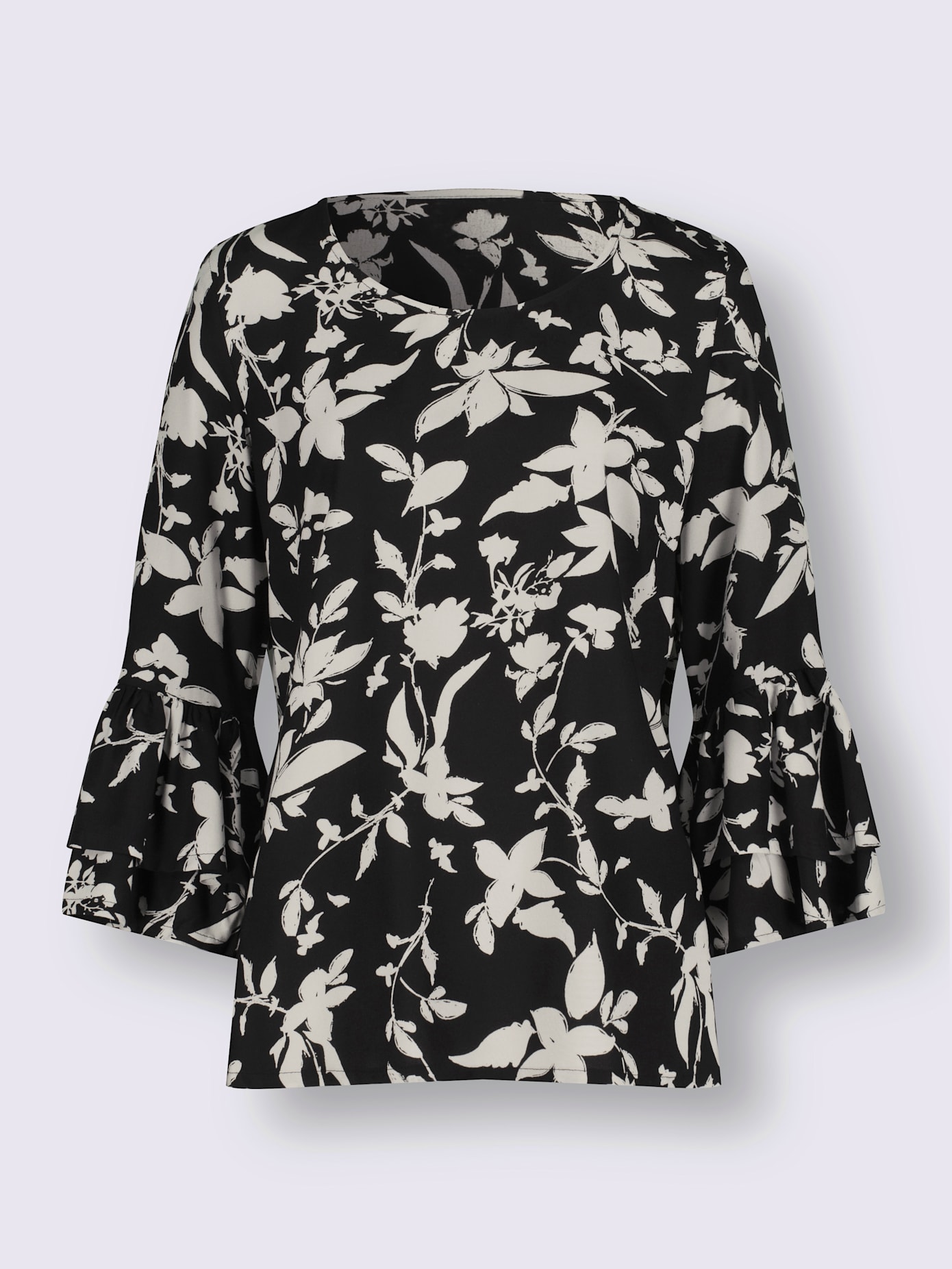 Chemisier femme motif fleuri manches à volants