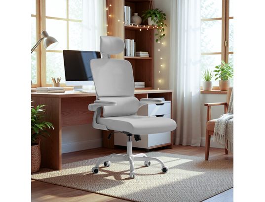 RATTANTREE - Fauteuil de bureau Chaise d’ordinateur pivotante grise