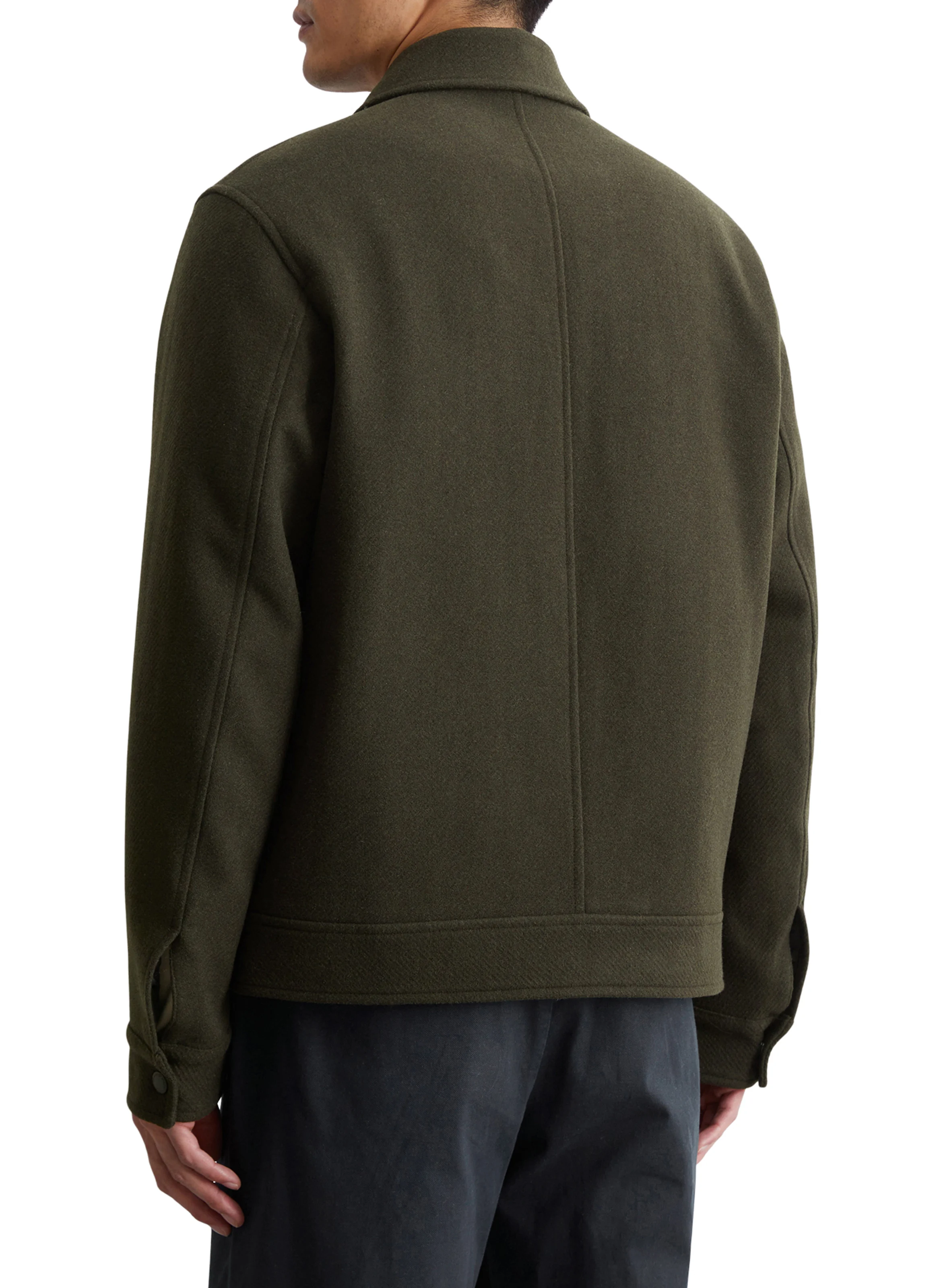 Veste droite zippée en laine mélangée | Noir