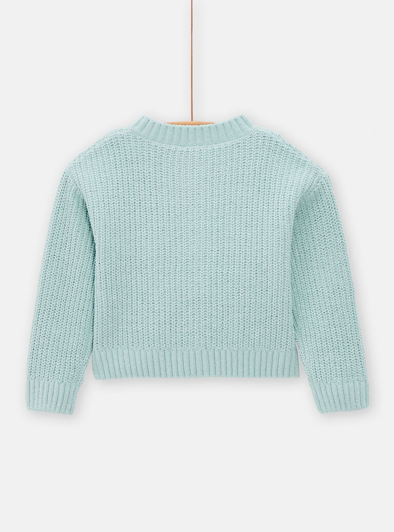 Cardigan en maille turquoise pale pour fille