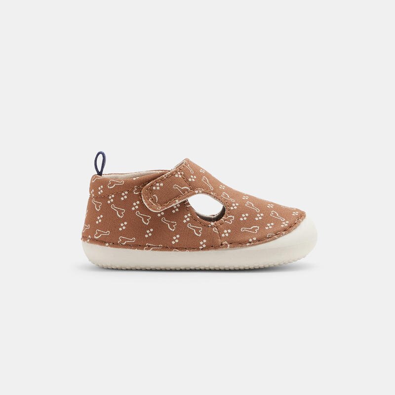 Chaussons parc à scratch imprimé girafes beige bébé garçon Beige