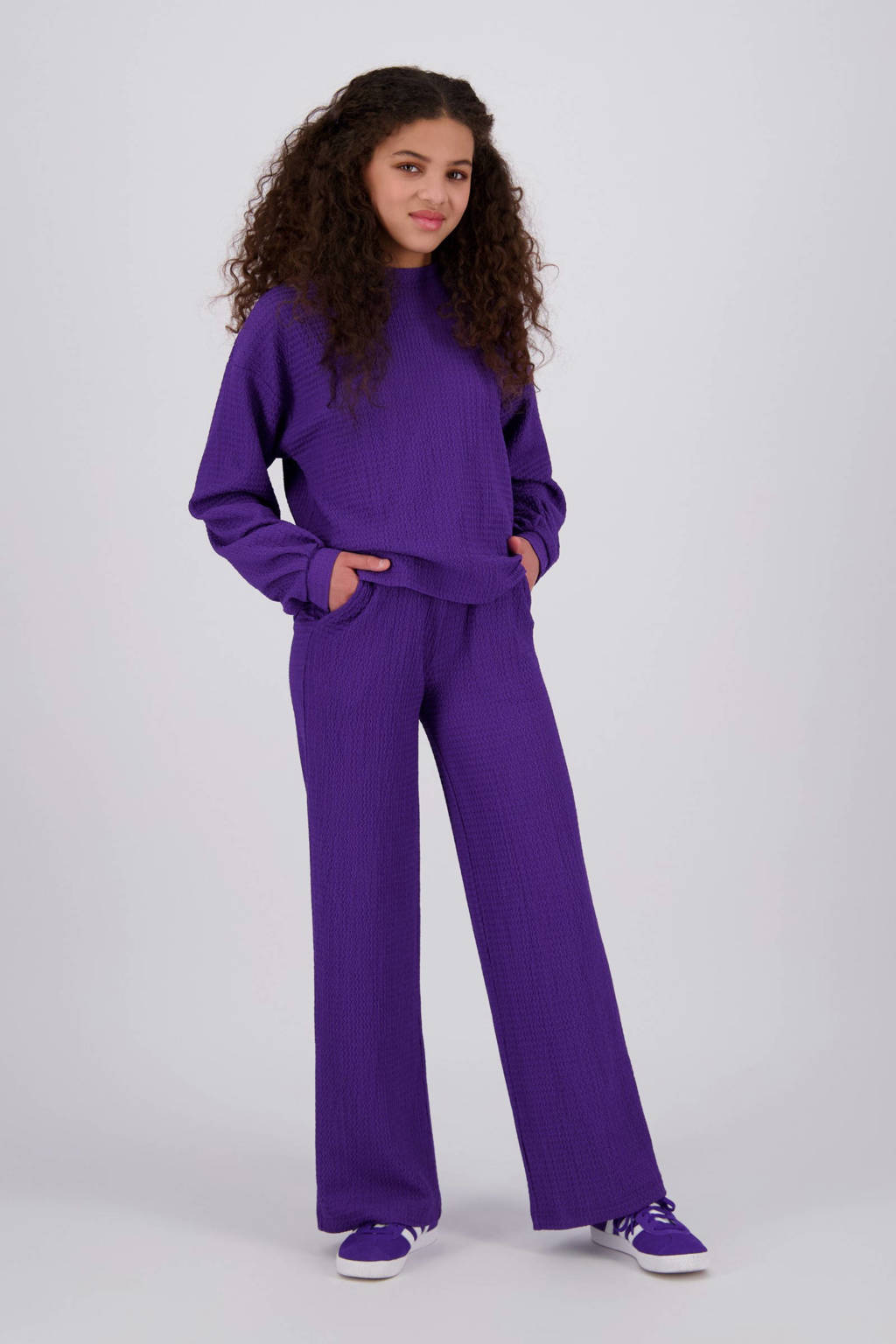 Raizzed wide leg broek paars