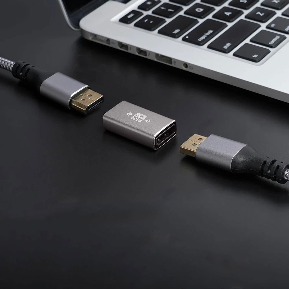 Displayport DP (W) auf Displayport DP (W) Kupplung Adapter Verlängerung 8K@60Hz (Buchse auf Buchse) - Silber