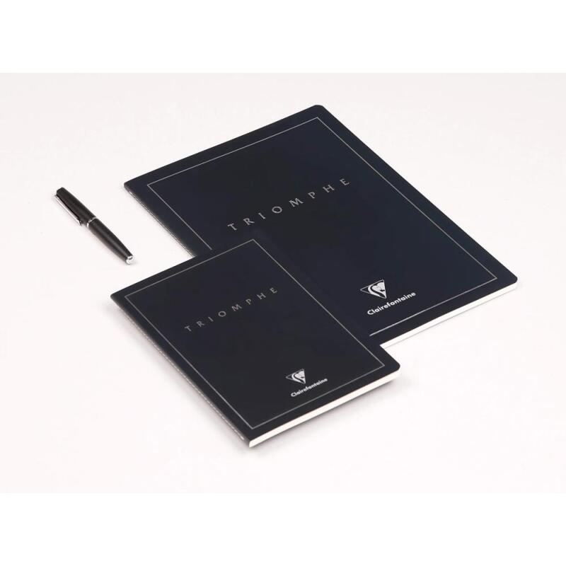 Triomphe PLATINUM cahier piqûre textile A4 96 pages ligné papier ivoire 90 g - Bleu
