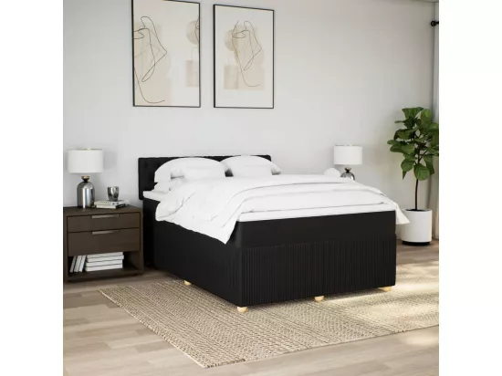 Sommier à lattes de lit avec matelas Noir 140x190 cm Tissu