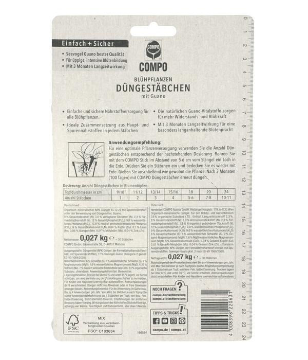 COMPO Düngestäbchen für Blühpflanzen, 30