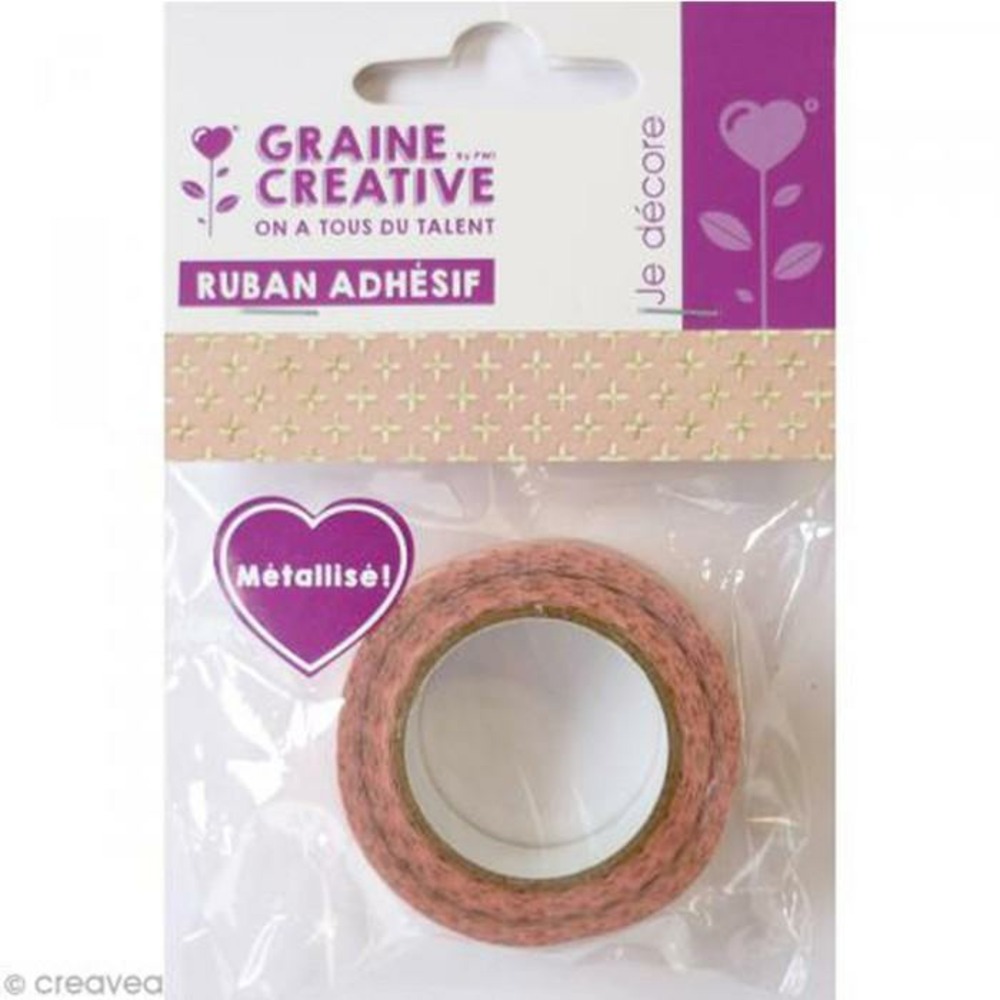 Masking tape rose 1,5 cm x 10 m - croix - doré