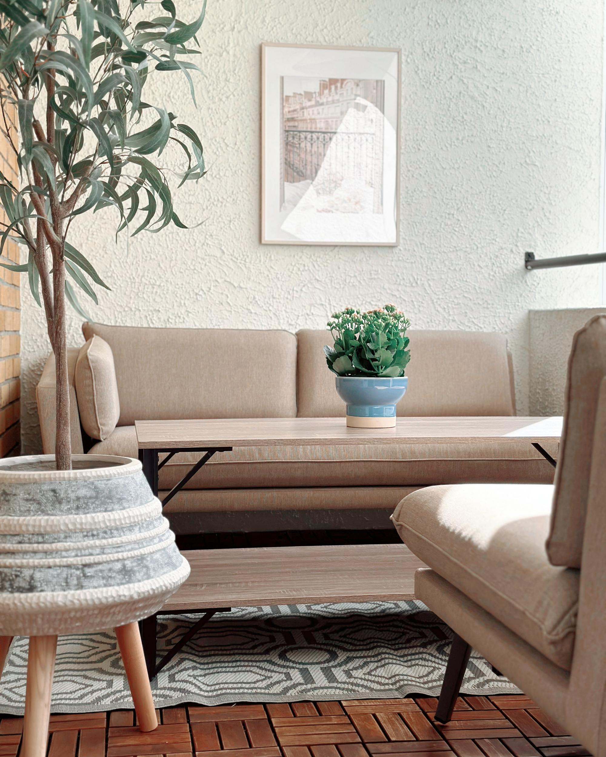 Verhoogde bloempot ATHAEA 37 cm Beige