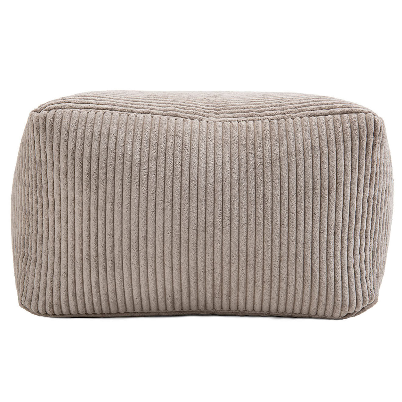 Macabane Pouf carré tissu velours cotelé agathe gris perle - 57x57x34 cm