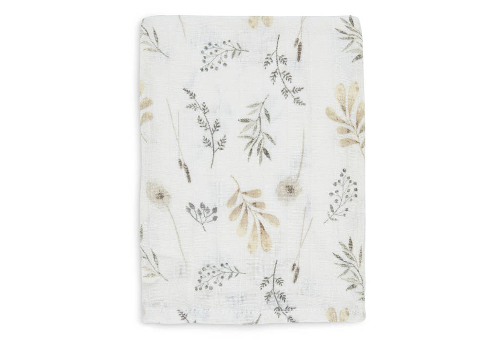 hydrofiel baby washandje hydrofiel baby Wild Flowers - set van 3 wit/beige/grijs