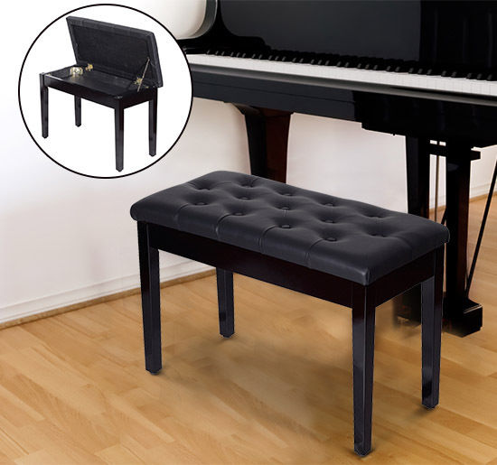 HOMCOM Klavierhocker mit Stauraum schwarz 75 x 35 x 50 cm (LxBxH)