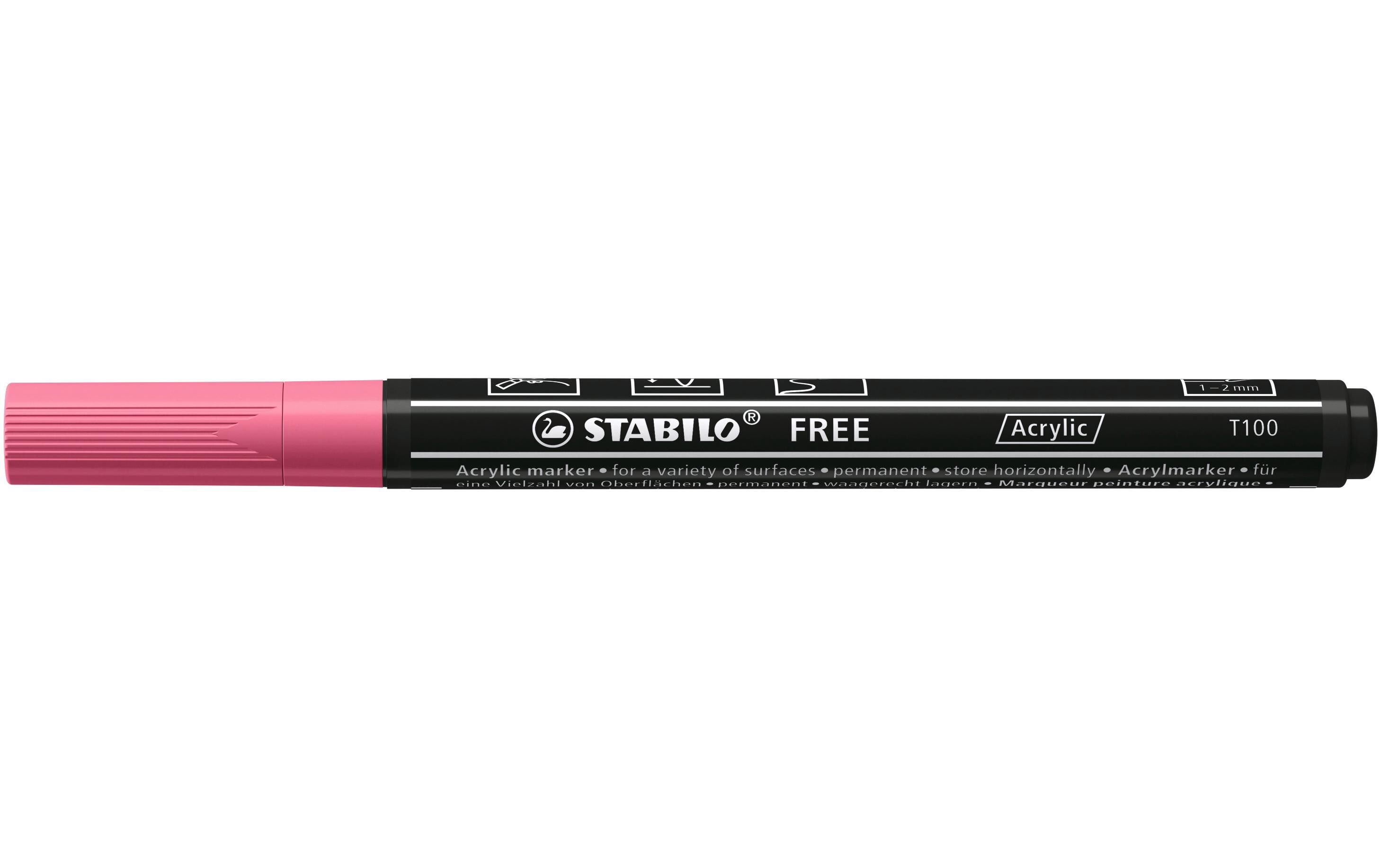 Acrylmarker Free Acrylic T100 PinkMarker mit pigmentierter, wasserbasierter Tinte