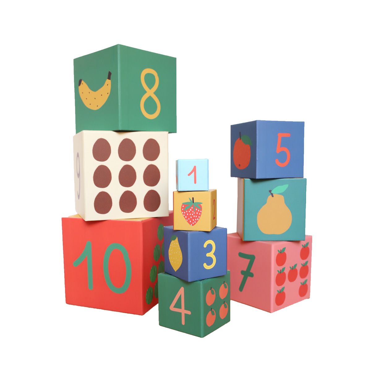 Cubes gigognes en carton à empiler  Mercredi et Patati