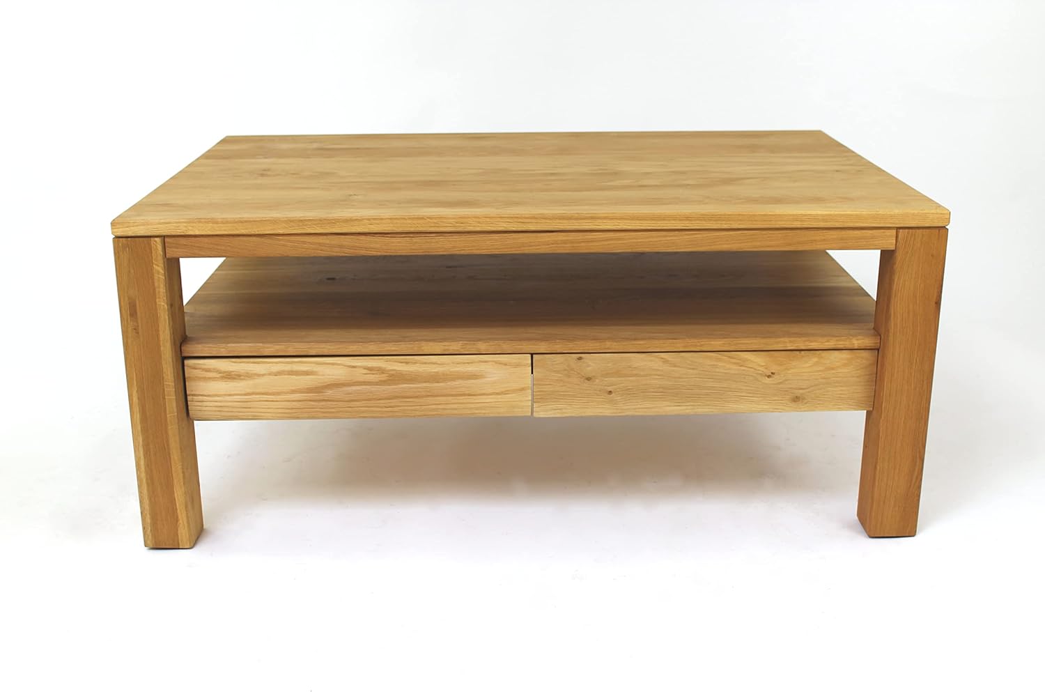 2134 Couchtisch Bora Wohnzimmertisch mit 2 Schubladen Eiche massiv ca. 110 x 48 x 70 cm