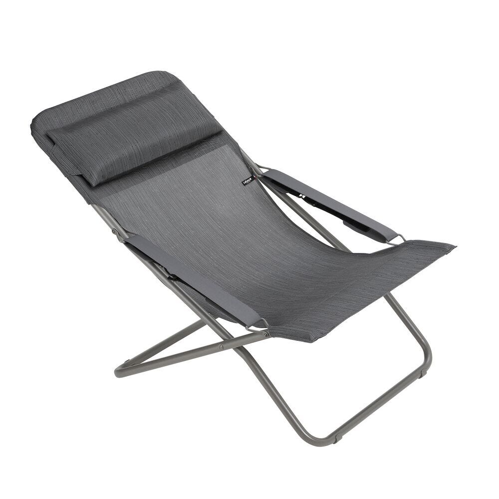 Mehrpositions-Klapp-Liegestuhl Transabed Batyline® Duo Grau Obsidian