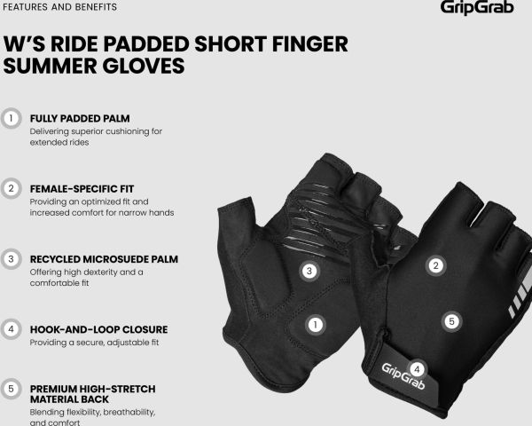 GripGrab Ride RC Max Dame Cykelhandsker, Black