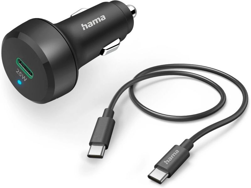 Hama Autoladegerät Car Charger USB-C 25 W Weiss Hama Auto-Schnellladegerät mit Ladekabel USB-C