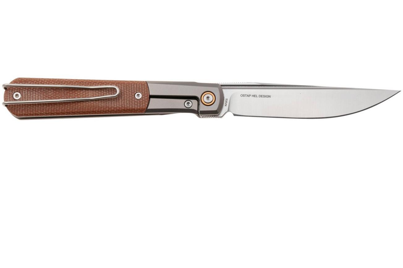 Real Steel Barlow RB-7 7892 Satin S35VN, Titanium Natural Micarta Inlay, zakmes, Ostap Hel design