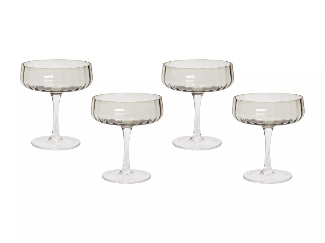 Lot de 4 coupes à champagne QUARTZ 170 ml Gris