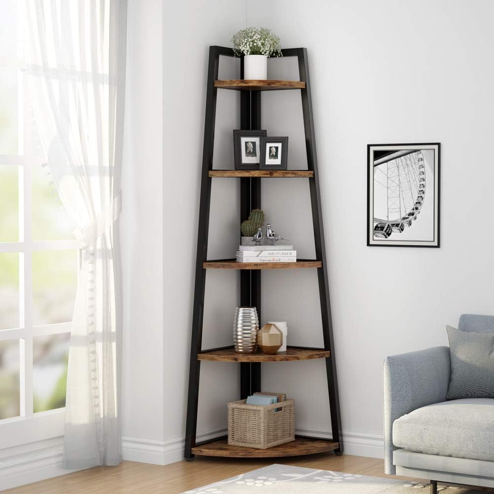 Tribesigns Eckregal 5 Etagen, 176cm hoher Bücherregal, Eckregal Stehend Mehrzweck -Eckständer Display Rack, Pflanzenständer, Eckschrank für Wohnzimmer, Küche, Heimbüro