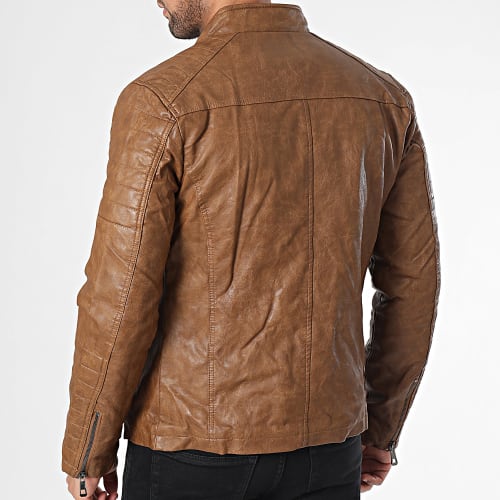 Veste Biker Marron Chiné