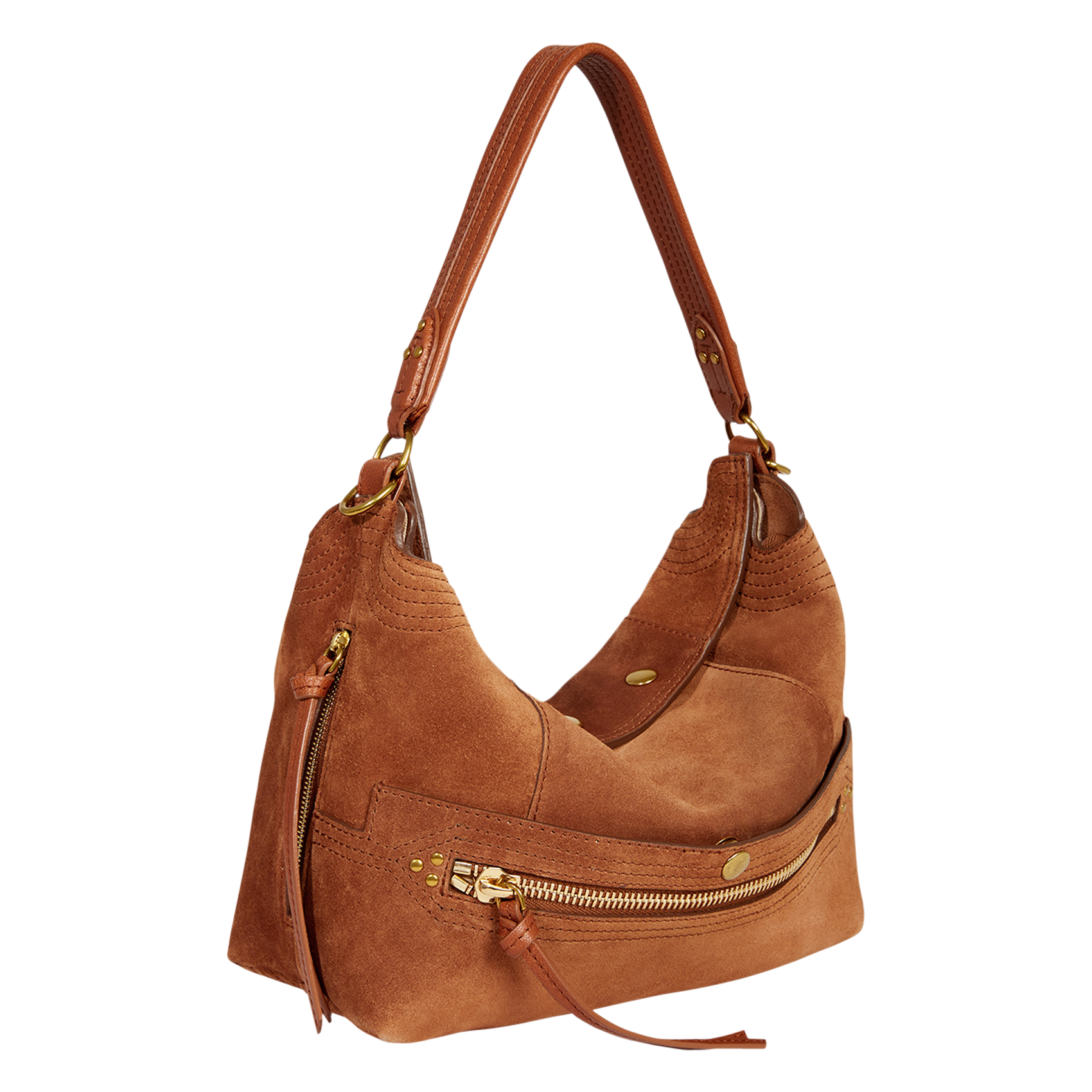 LUCKY - Sac shopping en cuir velours | Marron