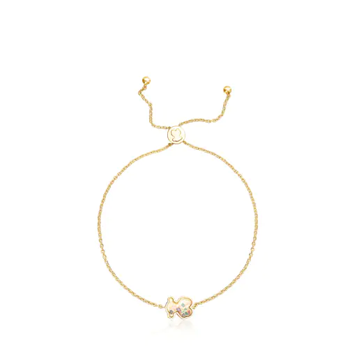 Pulseira Areia com banho de ouro 18k sobre prata e múltiplas pedras preciosas.