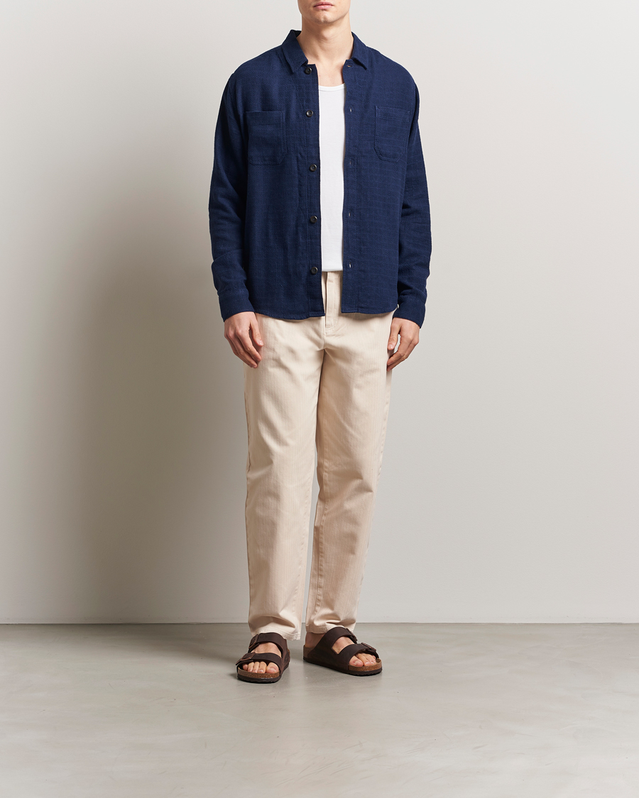 Les Deux Hamilton Viscose/Linen Overshirt Navy