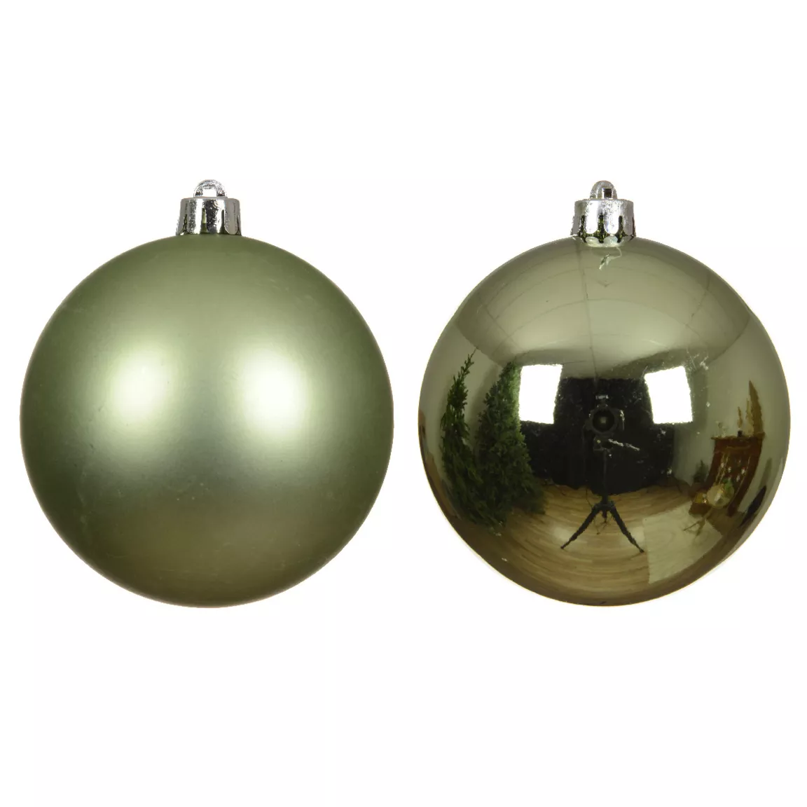 Lot de 4 boules de Noël (D100 mm) Alpine Thé vert