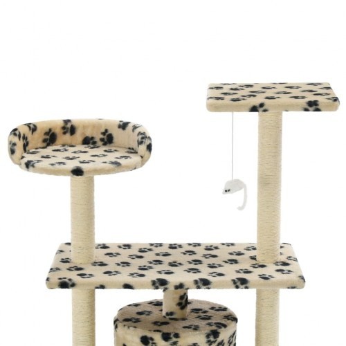 Arranhador vidaXL com sisal, bege, estampa de patas.
