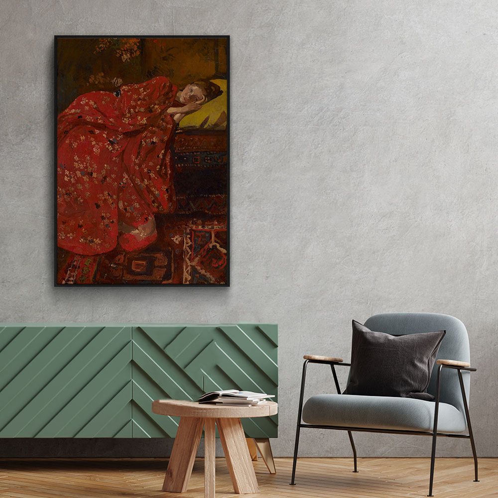 Walljar plexiglas schilderij - Breitner - Meisje In Rode Kimono Plexiglas schilderij - 150 x 225 cm
