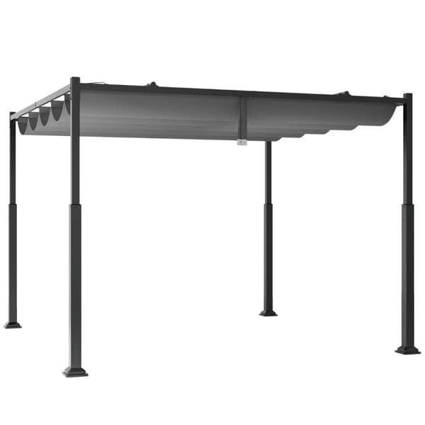 3,1 x 3,1 m pergola med skyvetak Vanntett lysthus Vintertett hage lysthus grå