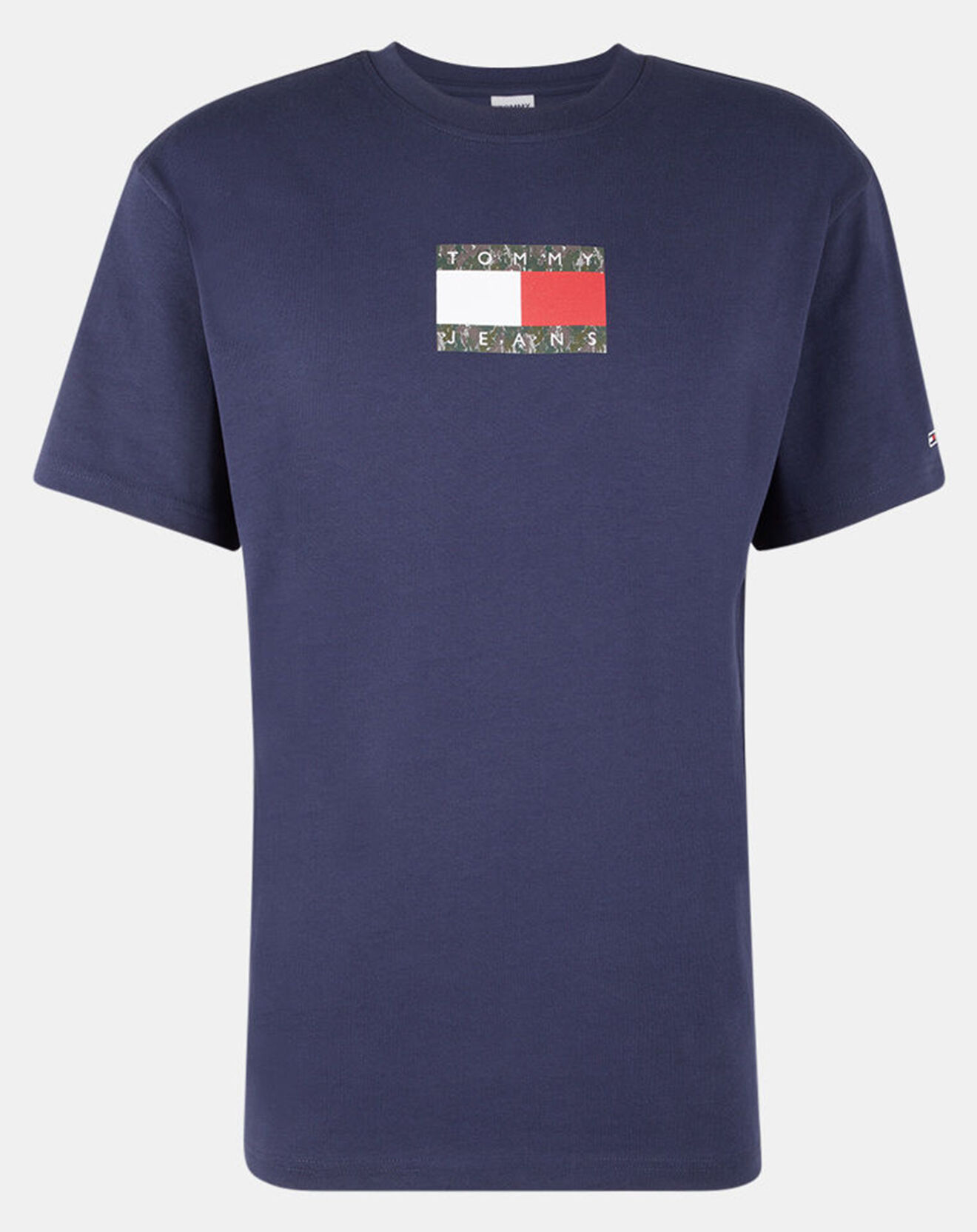 Tommy Jeans T-Shirt 100% Coton Bio Tjm Camo Flag Script bleu marine