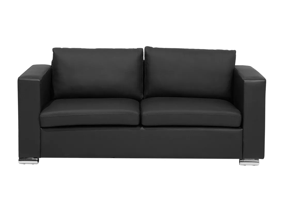 Ensemble canapés et fauteuil en cuir noir 6 places HELSINKI