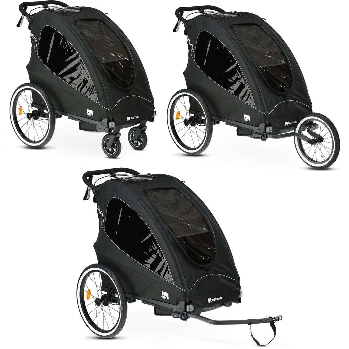 Deryan Luxe 3-in-1 fietskar - Black
